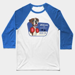 Funny Boxer wearing boxing gloves in Boxerville,USA Baseball T-Shirt